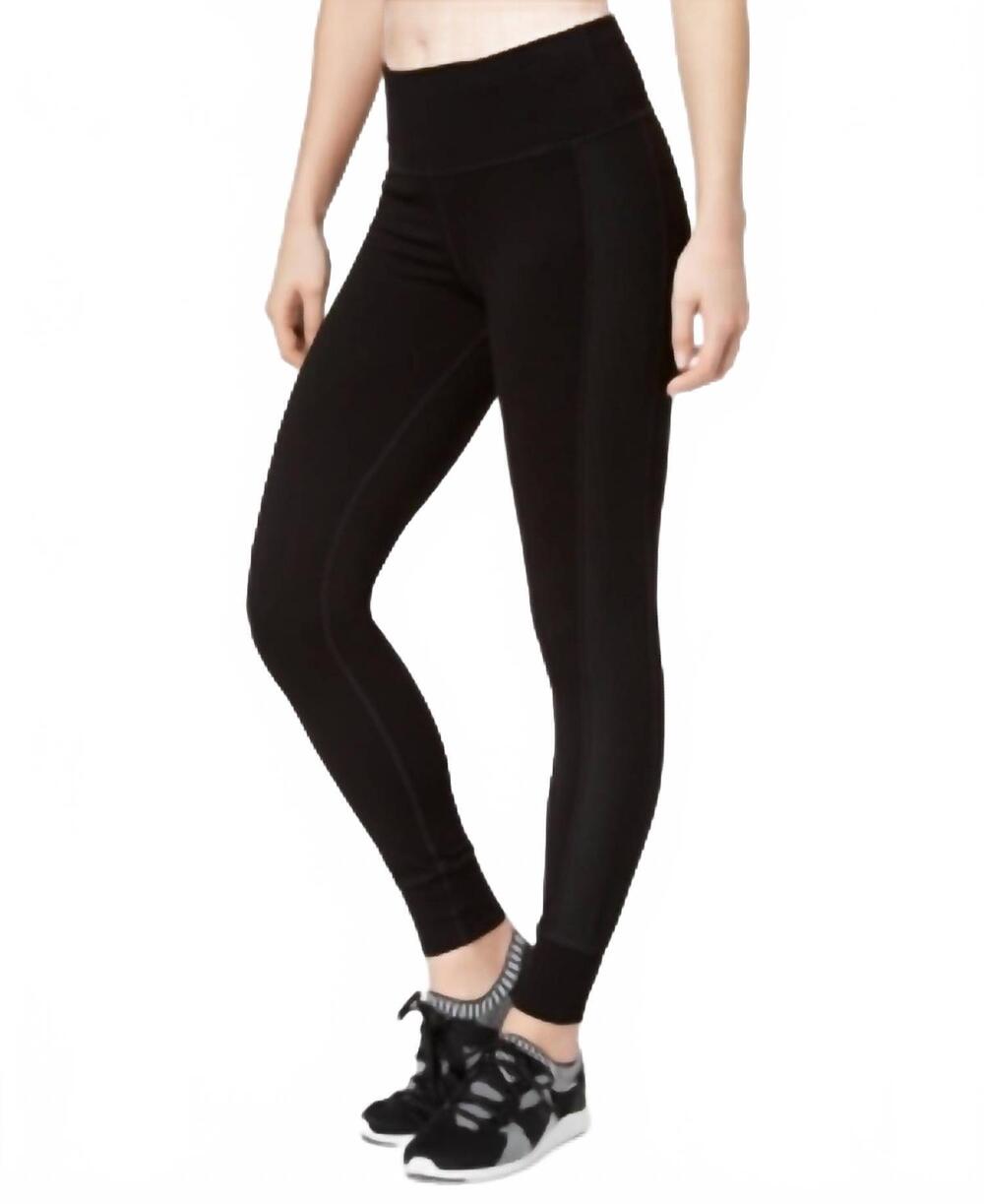 NEW IDEOLOGY mesh trimmed yoga leggings in classic black